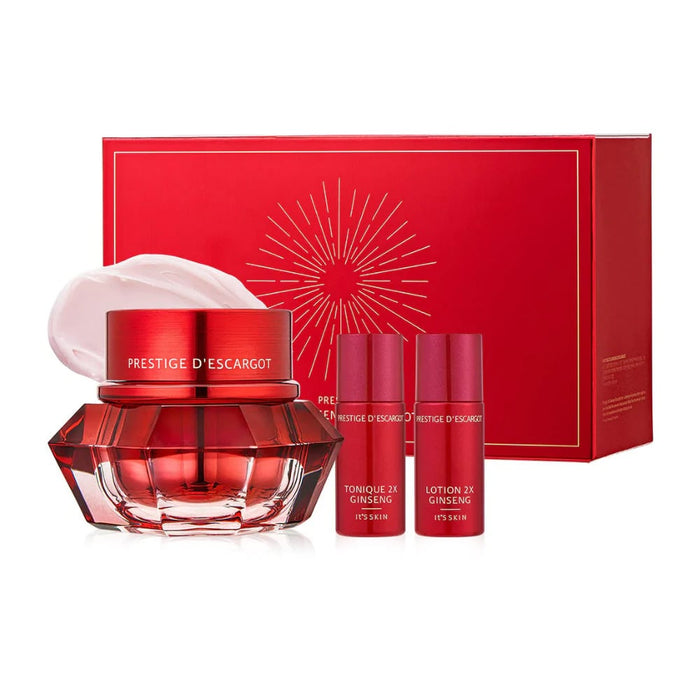 It's Skin Prestige Creme 2X Ginseng D'escargot Set 60ml Cream + 25ml Toner + 25 ml Emulsion