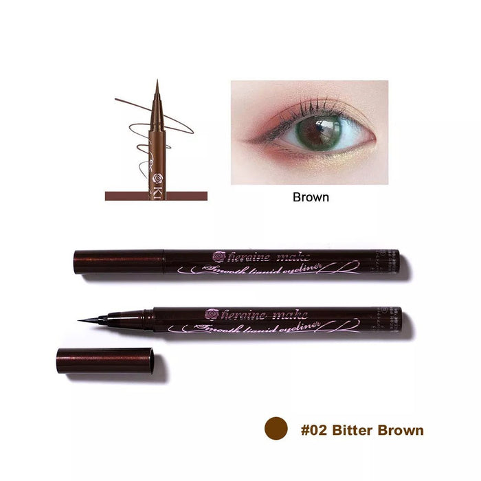 Kiss Me Heroine Make Smooth Waterproof Liquid Eyeliner, 02 Bitter Brown, 0.4ml