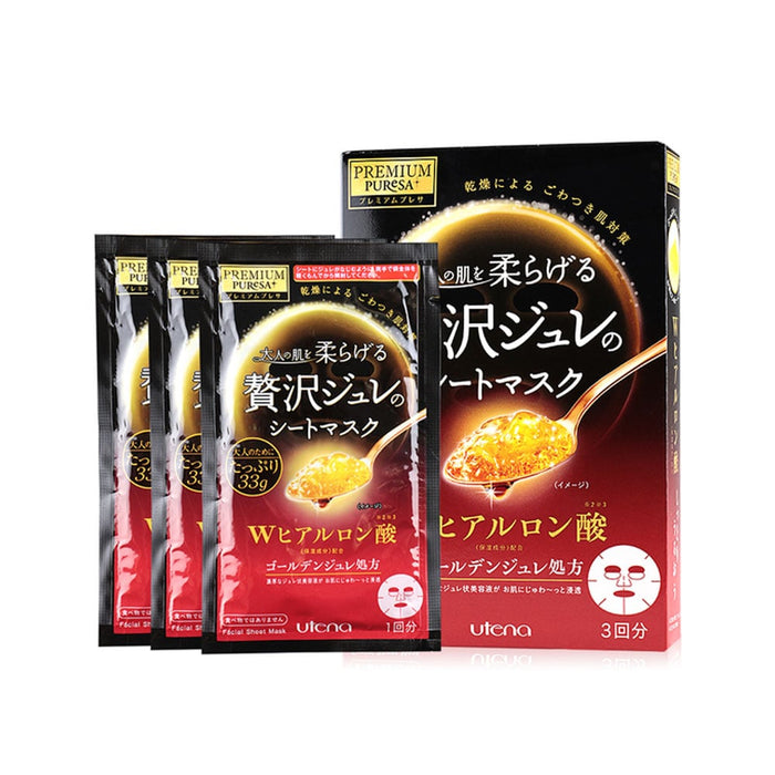 Utena Premium Puresa Golden Jelly Mask 3pcs - Hyaluronic Acid (Red)